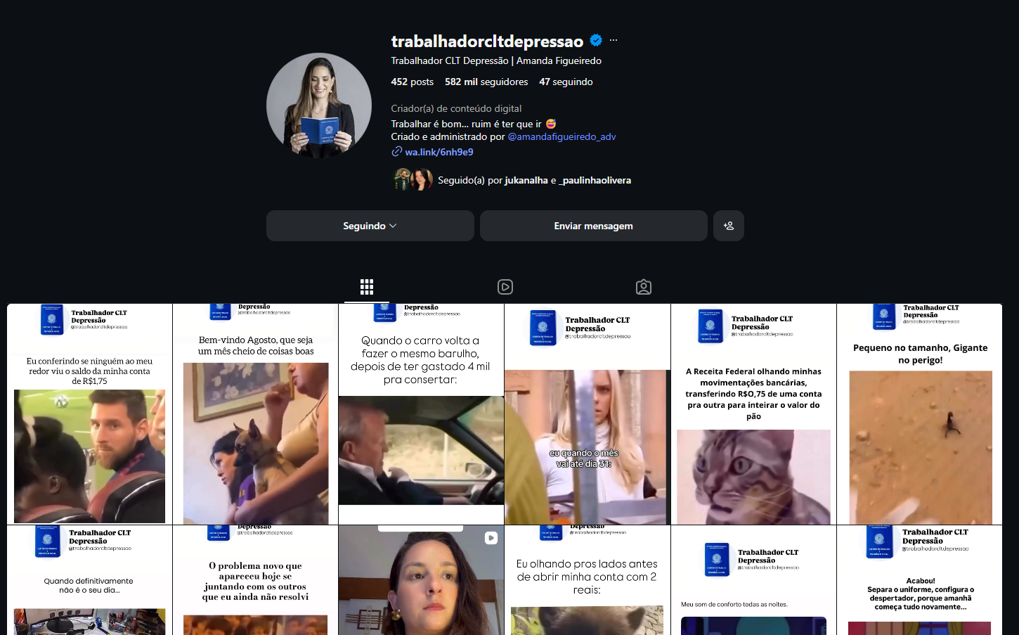 Perfil do canal @trabalhadorcltdepressao